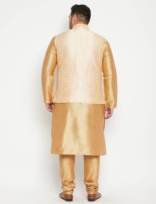 rose gold, gold and white silk blend jacket kurta pyjama set 3