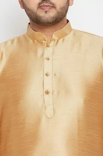 rose gold, gold and white silk blend jacket kurta pyjama set