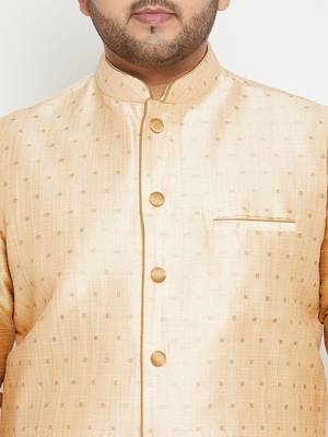 rose gold, gold and white silk blend jacket kurta pyjama set 5
