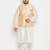 Plus cream and gold silk blend jacket, kurta and pyjama set