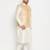 Plus cream and gold silk blend jacket, kurta and pyjama set