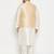 Plus cream and gold silk blend jacket, kurta and pyjama set