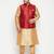 Plus rose gold, maroon and white silk blend jacket kurta pyjama set