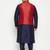 Plus navy blue, maroon and white silk blend jacket kurta pyjama set