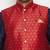 Plus navy blue, maroon and white silk blend jacket kurta pyjama set