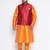Plus orange silk blend jacket kurta pyjama set