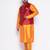 Plus orange silk blend jacket kurta pyjama set