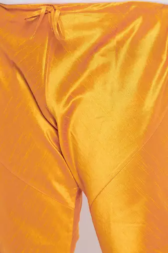 orange silk blend jacket kurta pyjama set