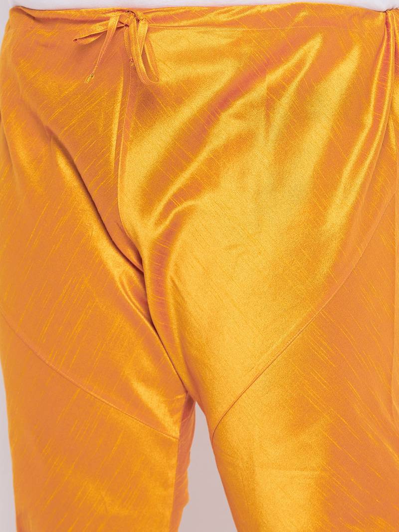 Plus orange silk blend jacket kurta pyjama set