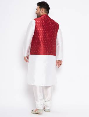 white silk blend jacket kurta pyjama set 3