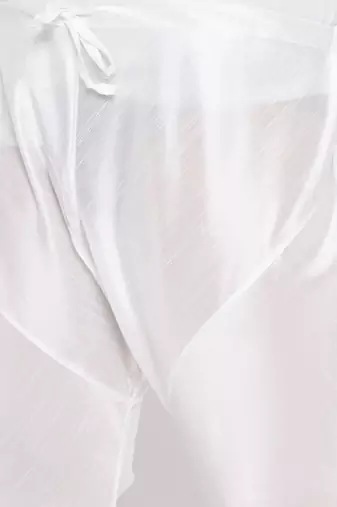 white silk blend jacket kurta pyjama set