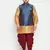rose gold, blue and white silk blend jacket kurta dhoti set