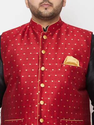 black, maroon and white silk blend jacket kurta dhoti set 4