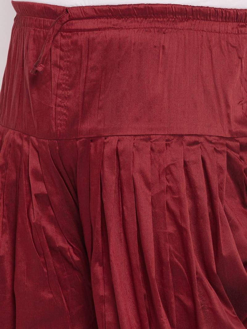 Plus black, maroon and white silk blend jacket kurta dhoti set