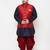 Plus navy blue, maroon and white silk blend jacket kurta dhoti set