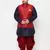 navy blue, maroon and white silk blend jacket kurta dhoti set
