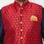 Plus navy blue, maroon and white silk blend jacket kurta dhoti set