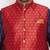 Plus navy blue, maroon and white silk blend jacket kurta dhoti set