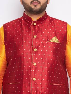 orange silk blend jacket kurta dhoti set 4