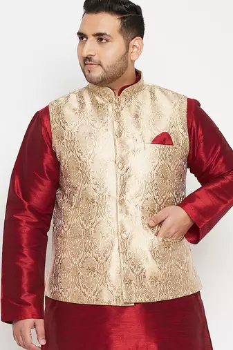 Plus rose gold nehru jacket