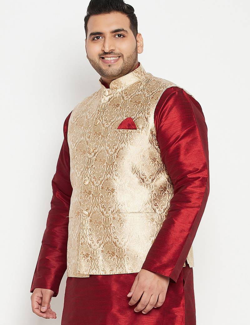 Plus rose gold nehru jacket