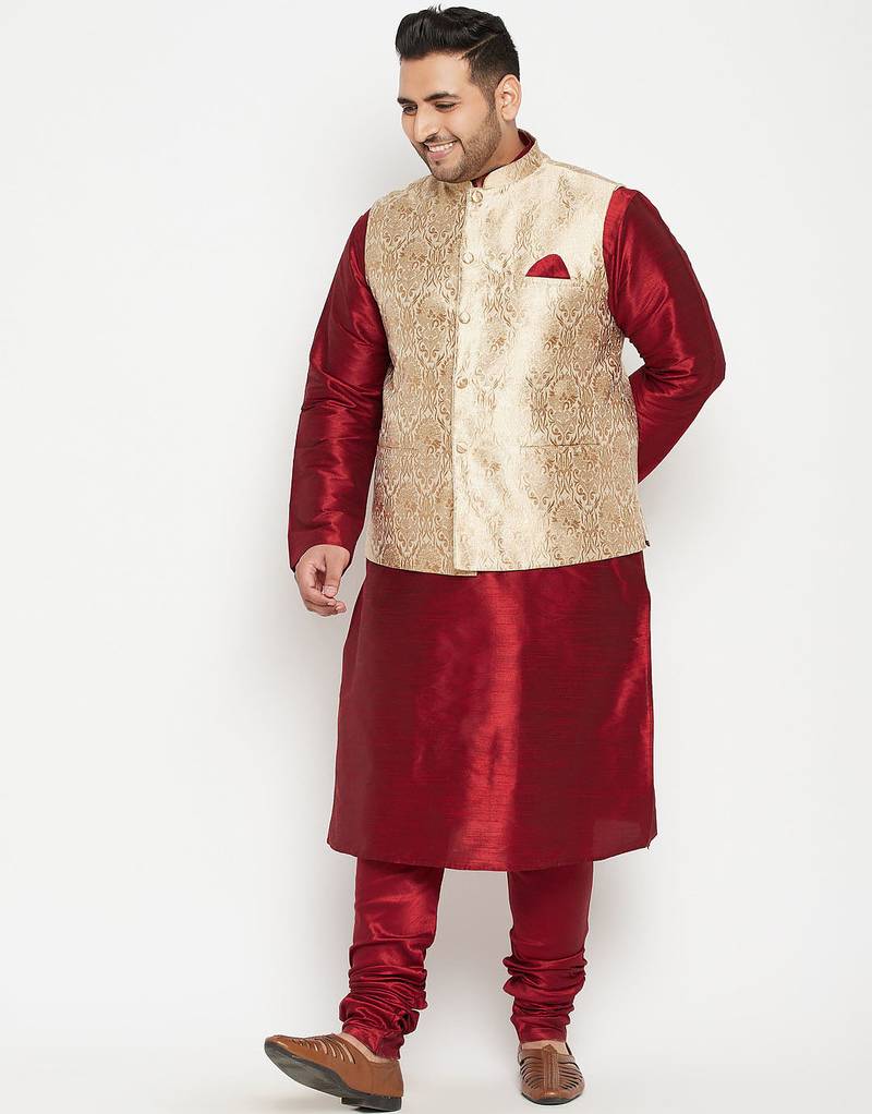 Plus rose gold nehru jacket
