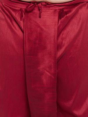 maroon and gold silk blend jacket kurta dhoti set 5