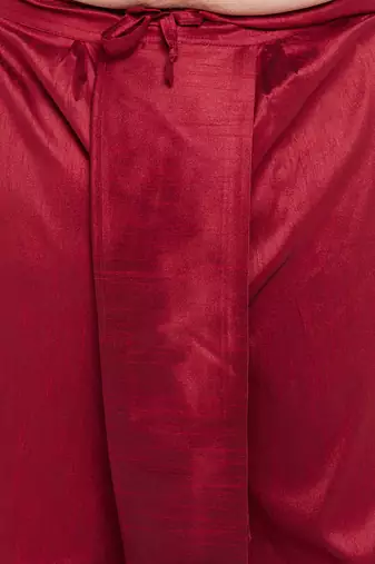 maroon and gold silk blend jacket kurta dhoti set