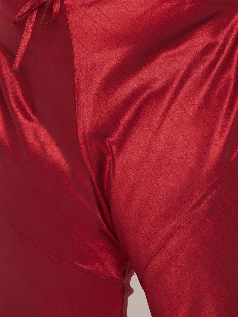 maroon, rose gold and white silk blend jacket kurta pyjama set