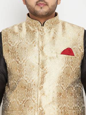 black, rose gold and white silk blend jacket kurta dhoti set 4
