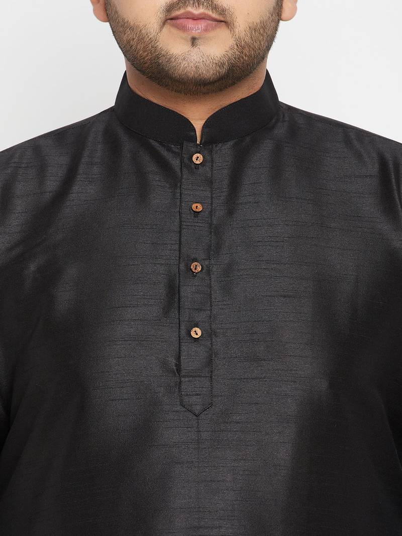 Plus black, rose gold and white silk blend jacket kurta dhoti set