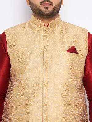 maroon silk blend jacket kurta dhoti set 4