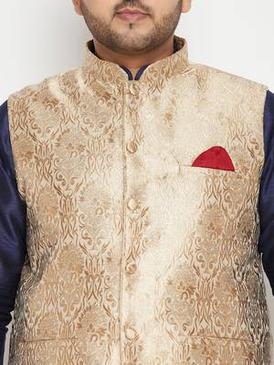 navy blue, rose gold and white silk blend jacket kurta dhoti set 4