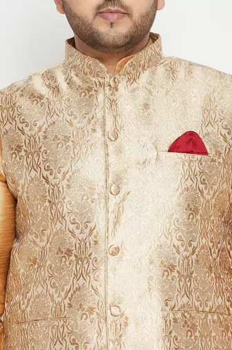 rose gold, rose gold and white silk blend jacket kurta dhoti set
