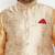 Plus rose gold, rose gold and white silk blend jacket kurta dhoti set