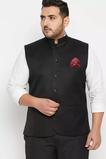 Plus black nehru jacket