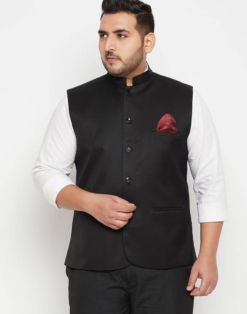 Plus black nehru jacket