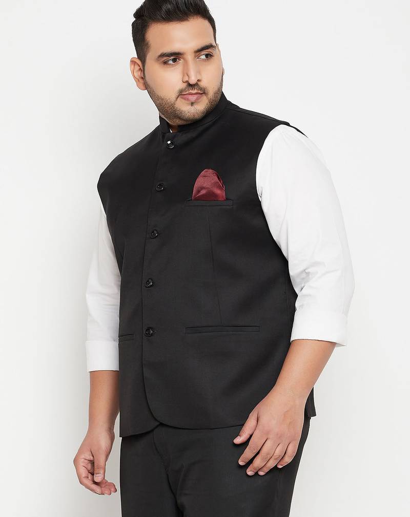 Plus black nehru jacket