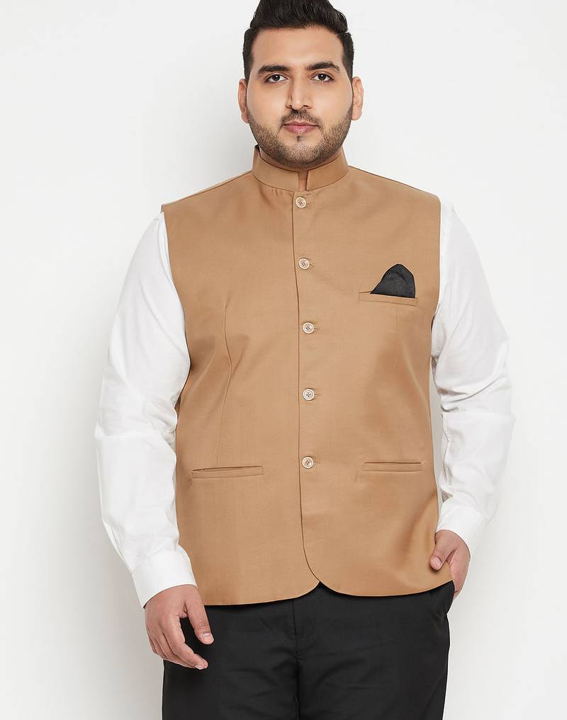 Plus chiku brown nehru jacket