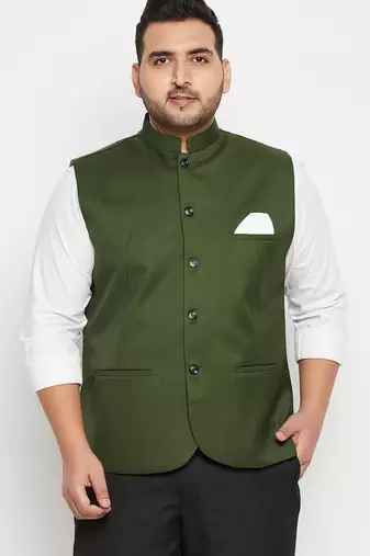 Plus green nehru jacket