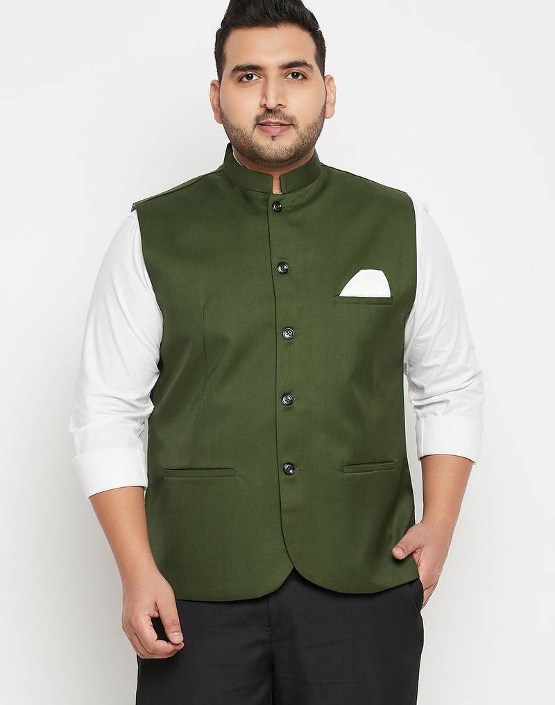Plus green nehru jacket