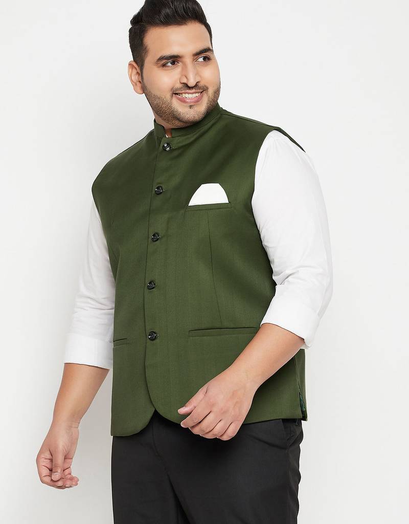 Plus green nehru jacket