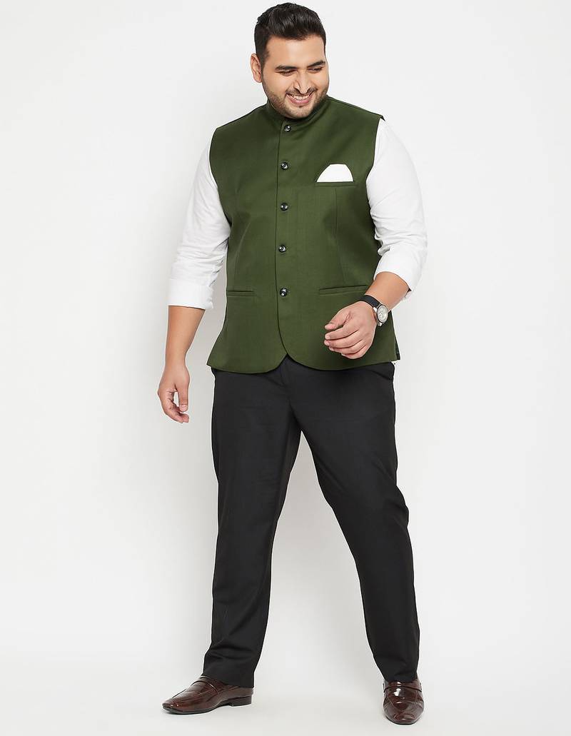 Plus green nehru jacket