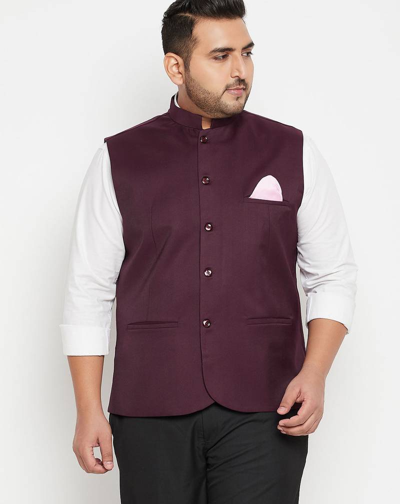 Plus Wine nehru jacket