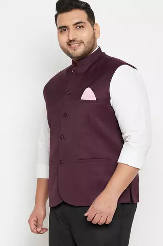 Wine nehru jacket