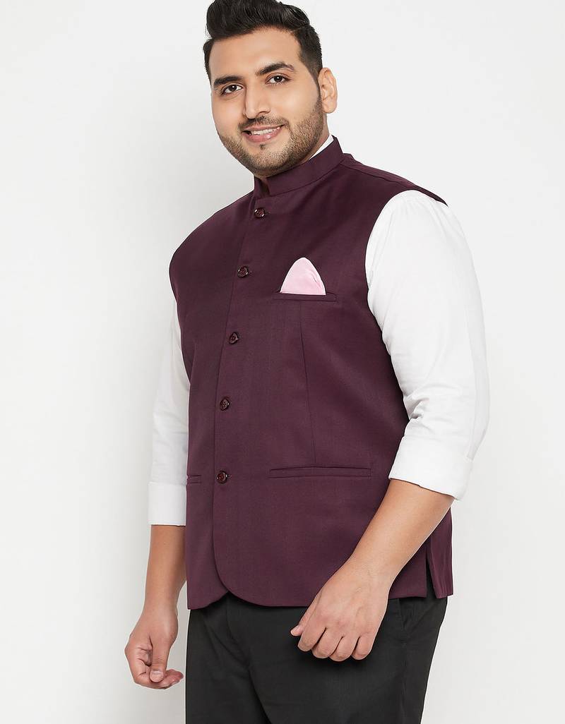 Plus Wine nehru jacket