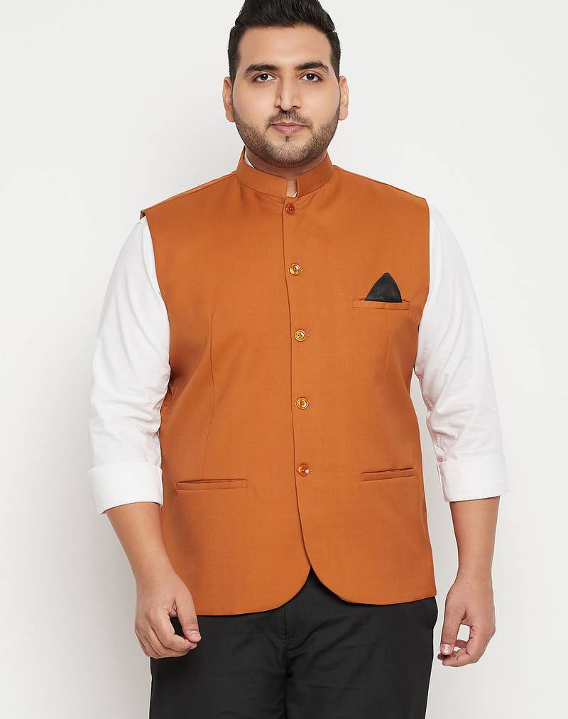 Plus orange nehru jacket