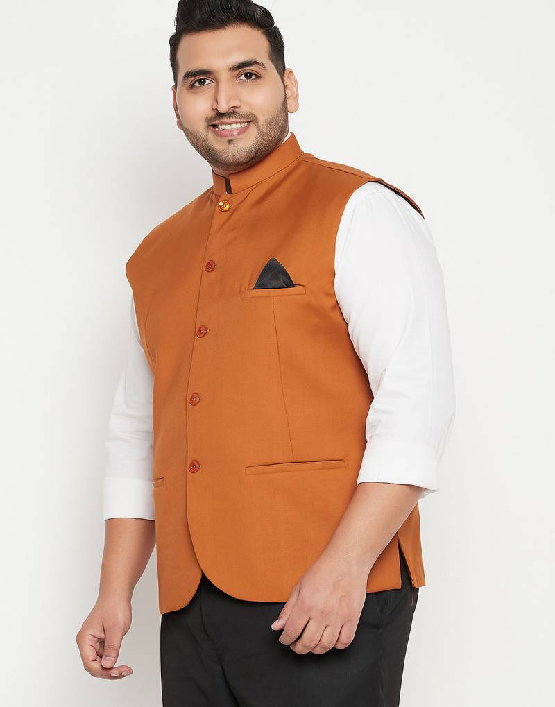 Plus orange nehru jacket