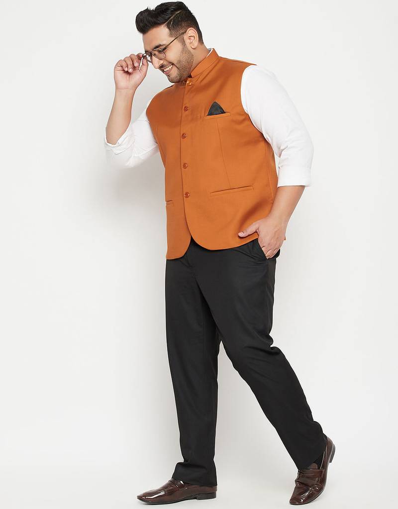Plus orange nehru jacket