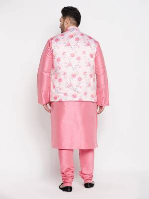 pink and peach silk blend jacket kurta pyjama set 3
